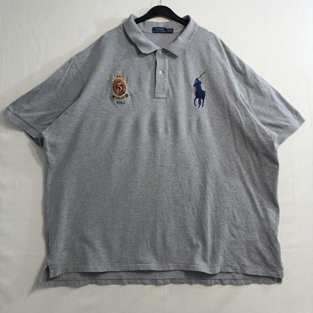 Polo Ralph Lauren Mens 4XB Gray Big Pony Crest Embroidered Polo Shirt Big Tall